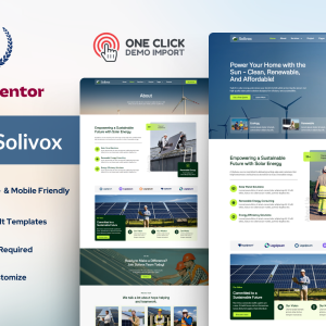 Solivox – Solar & Renewable Energy Wordpress Elementor Template Kit Elementor Kit